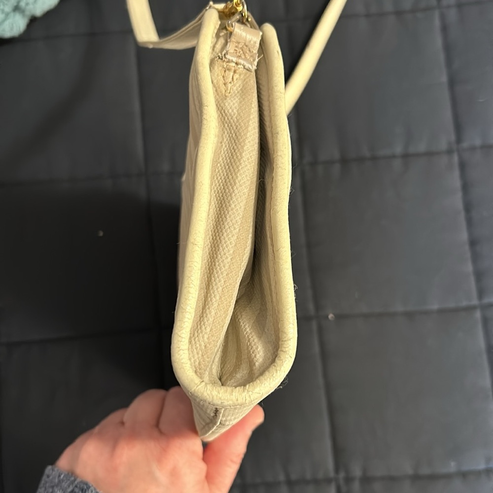 Vintage Fendi Cream Beige Cross Body or Clutch Leather/Fabric Handbag & Dust Bag - Picture 17 of 17